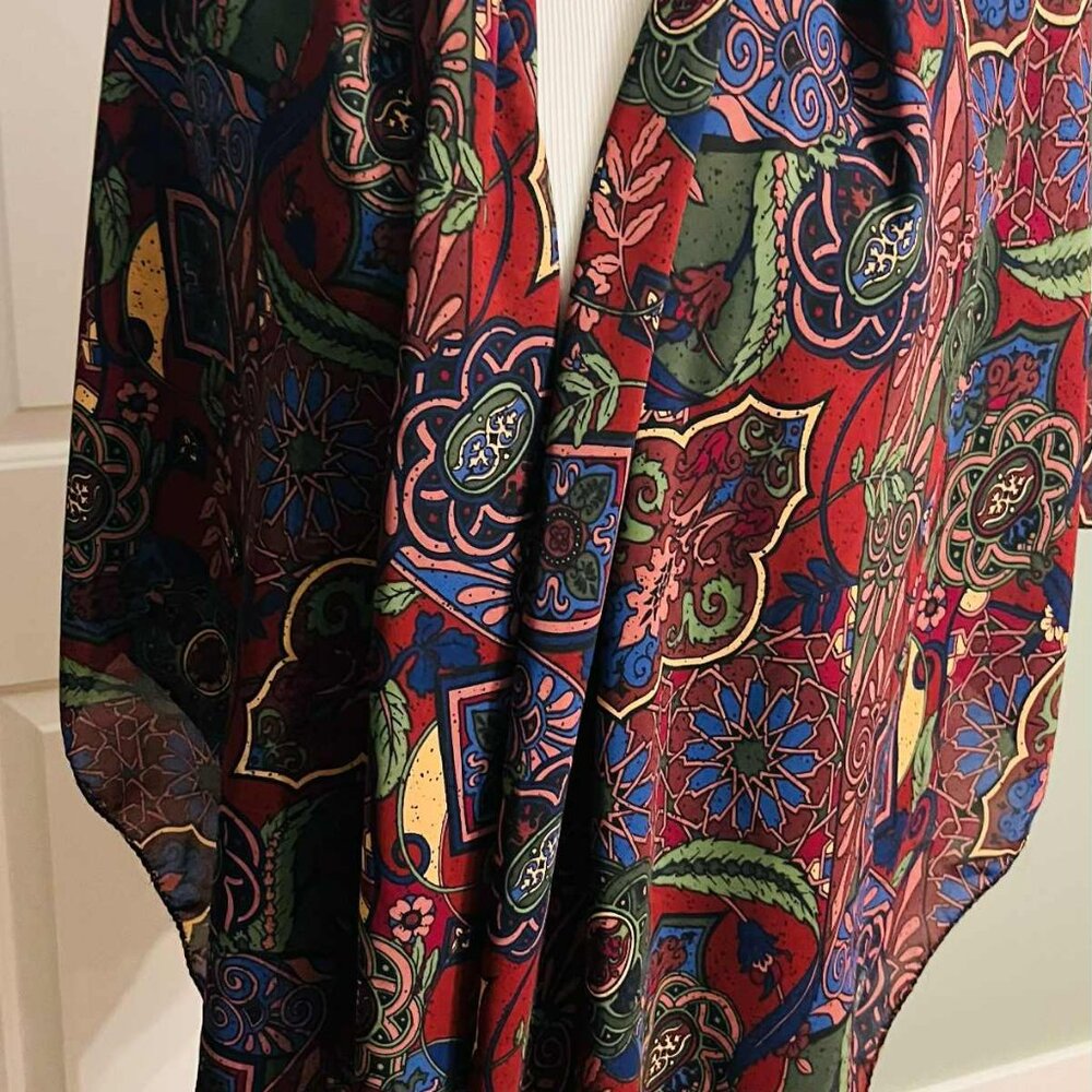 NWT Handmade Artistic Silk-Feel Scarf by Sana – Bohemian Mosaic Design